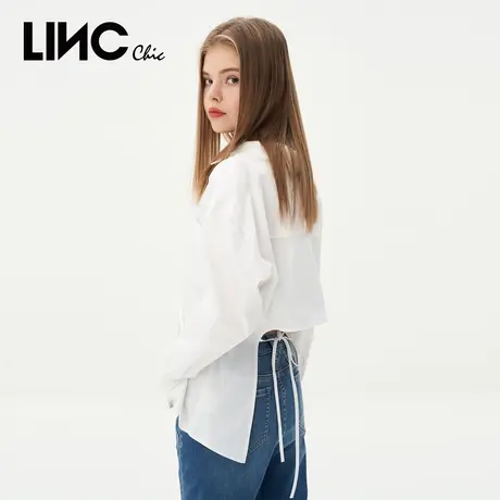 LINCCHIC金羽杰衬衫2023新款女长袖设计感白衬衫女上衣S231SH054Y商品大图