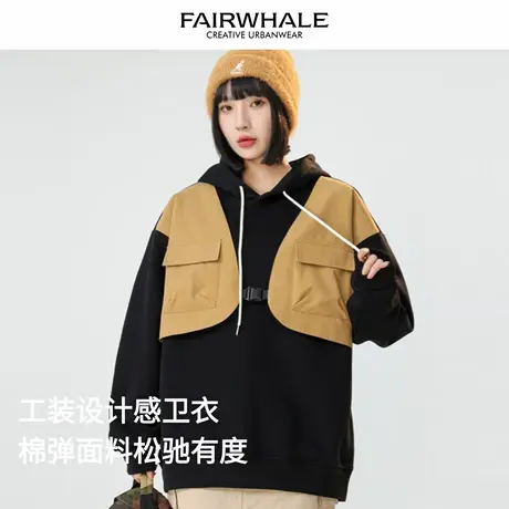 马克华菲美式复古连帽卫衣女2025新款春秋宽松休闲百搭情侣装上衣商品大图