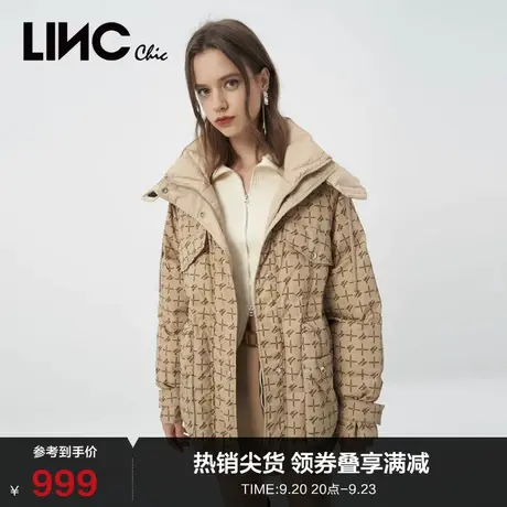 LINCCHIC金羽杰羽绒服女复古面包服收腰短款羽绒服女冬Y22802360图片