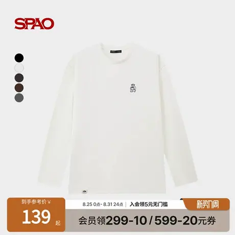 【WOODIE系列】SPAO韩国同款2025年秋季新品男士基础圆领长袖T恤图片