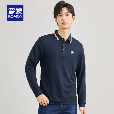 【秒杀清仓】罗蒙男士长袖含桑蚕丝POLO衫春季新款T恤中青年上衣图片