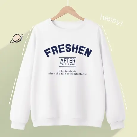 圆领卫衣女春秋季2023年新款薄款时尚宽松百搭美式慵懒chic上衣女商品大图