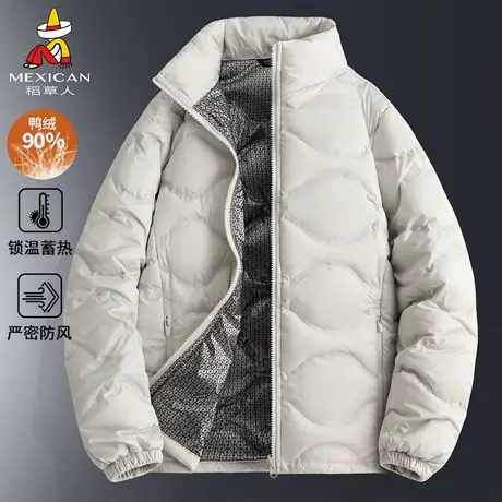 稻草人羽绒服男高级感冬季新款立领加厚保暖美式复古棒球领棉服女图片