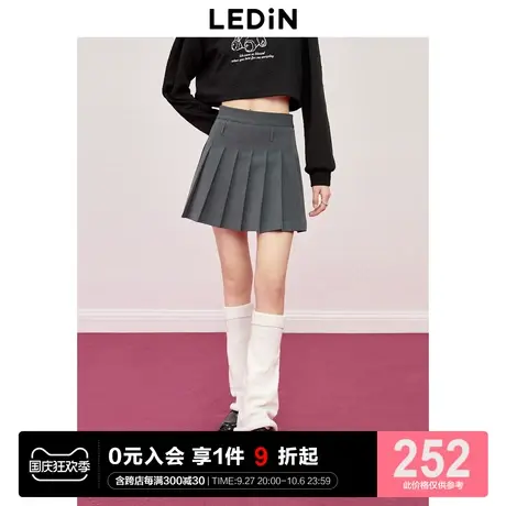 乐町学院A字百褶裙型2023年冬季新款腰袢设计遮肉显瘦少女短裙商品大图