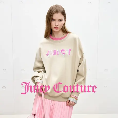 Juicy Couture橘滋卫衣女2025年秋季新款亮片刺绣学院宽松上衣商品大图