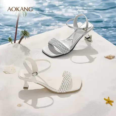 奥康 女鞋2025夏季新款时尚女凉鞋一字扣方头气质约会百搭图片