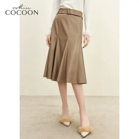 misscocoon美拉德秋冬法式经典优雅气质蛋白皮包臀鱼尾半身裙图片