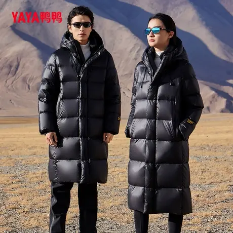 鸭鸭情侣羽绒服2023年鹅绒新品冬季长款加厚连帽保暖外套C图片