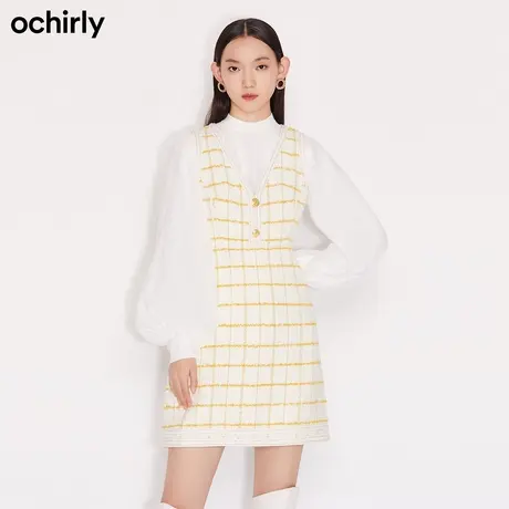 【首降】欧时力 格子羊毛小香风无袖连衣裙女 新款春夏法式复古图片