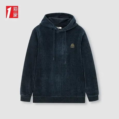 海一家时尚休闲连帽套头衫2023冬季新款保暖加绒舒适男士卫衣图片