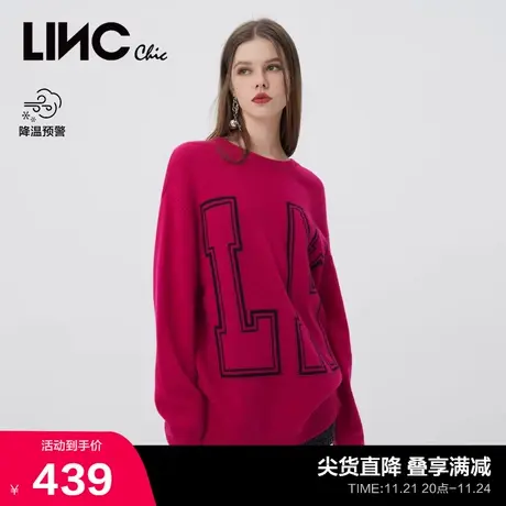 LINCCHIC金羽杰红色毛衣女多巴胺羊毛衣学院风针织衫女S223SW829商品大图