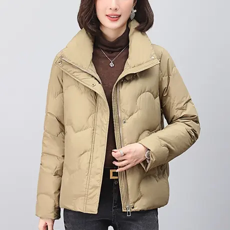 妈妈冬季新款羽绒服女宽松加大码女装中老年休闲显瘦高领棉服上衣图片