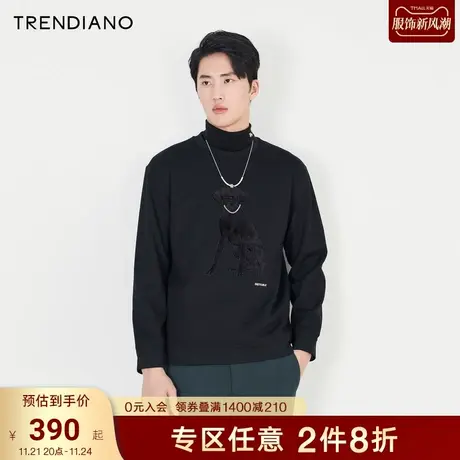 TRENDIANO官方男装冬季新款小狗绣花圆领卫衣男商品大图