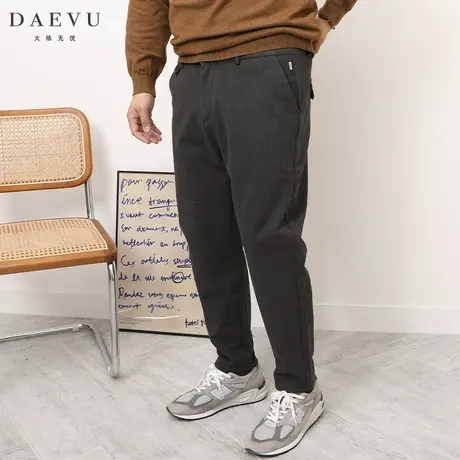 DAEVU冬新款磨毛厚料大号潮胖子弹力加肥加大码男士商务休闲长裤商品大图