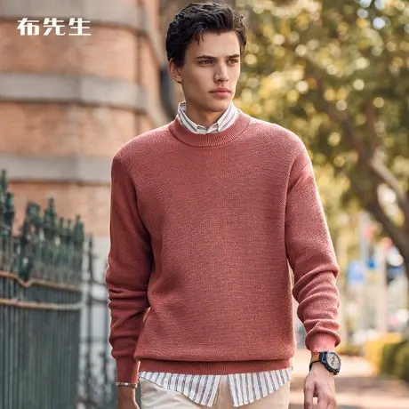 MrBu布先生圆领双面长袖针织衫秋冬纯棉外穿毛衣男装KT01678断码商品大图