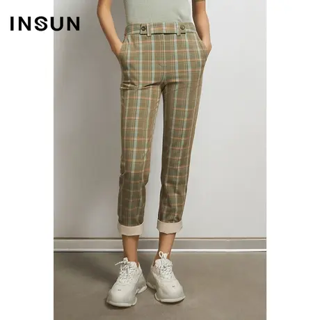 INSUN恩裳秋季格子收裤九分西裤商品大图