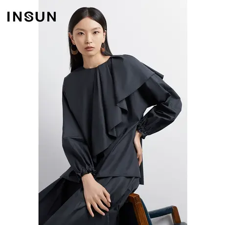 INSUN恩裳线上专选春季立裁解构纯棉百搭上衣商品大图