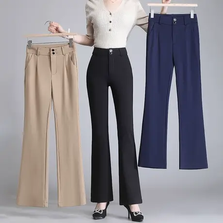 九分西装微喇裤女高腰垂感2024春秋新款显瘦弹力小个子职业喇叭裤商品大图