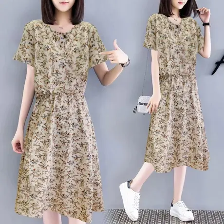 一线品牌折扣店外贸出口大码女装法式碎花性感收腰吊带连衣裙春季图片