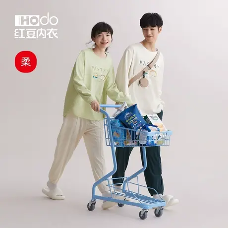 红豆情侣睡衣长袖长裤2023年新款居家服春秋套头可外穿家居服套装商品大图