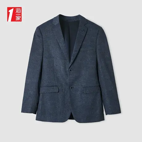 海一家简约质感花纹外套2023秋季新款修身平驳领商务休闲西服男商品大图
