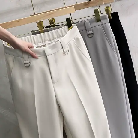 春秋款夏季薄款九分裤男韩版西裤男士商务九分裤冰丝休闲灰色西装商品大图