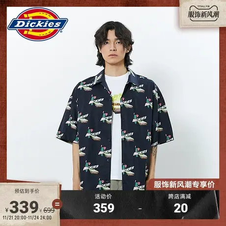 Dickies 春夏男式满身印花宽松工装休闲长袖衬衫图片
