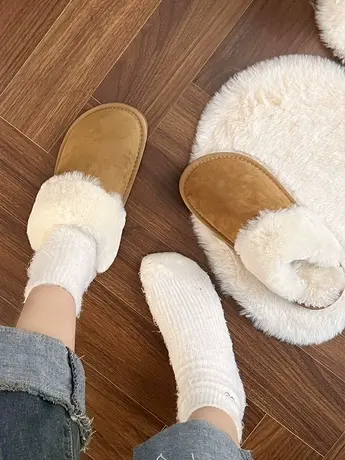 2023冬季新款皮毛一体毛毛拖鞋外穿加绒加厚保暖包头半拖鞋防滑商品大图