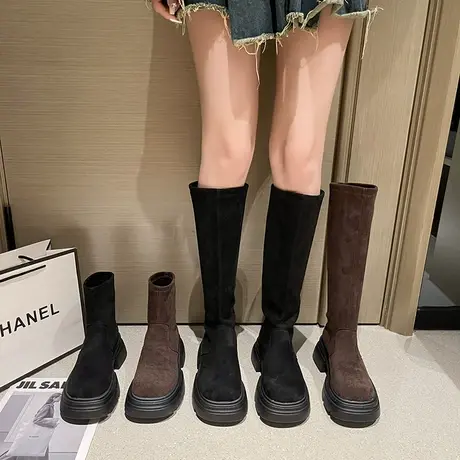 马丁靴女2023春秋季新款复古英伦风洋气小短靴粗跟高跟厚底瘦瘦靴图片