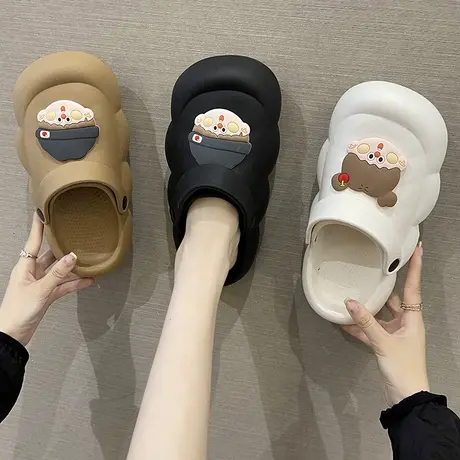 洞洞鞋女夏季学生可爱卡通踩屎感外穿凉鞋厚底防滑包头凉拖鞋沙滩图片