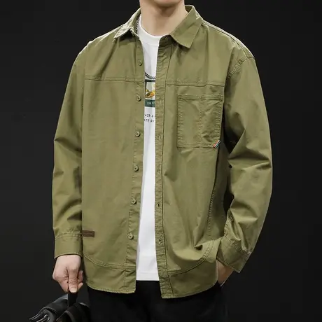 2024新款休闲衬衫男长袖春秋款男装大码男士衬衣外套潮牌衣服春季商品大图