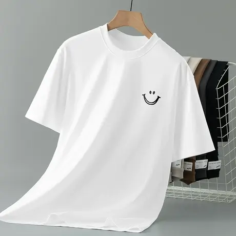 260g重磅纯棉白色t恤男短袖圆领上衣服夏季半袖美式宽松全棉体恤图片