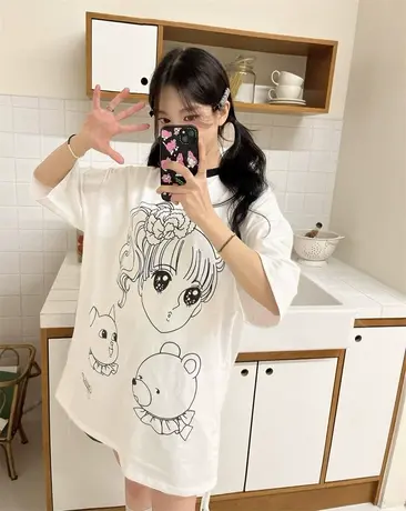 韩国东大门新款2024春款蕾丝绑带卡通甜美短袖T恤女百搭半袖上衣商品大图