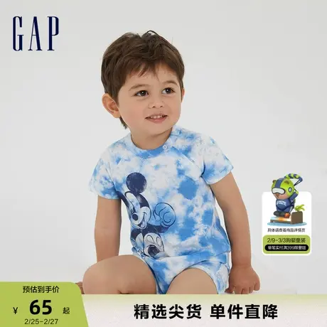【迪士尼联名】Gap新生婴儿纯棉连体衣862581 夏季款儿童装包屁衣商品大图