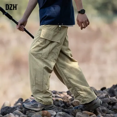 男生卡其色裤子男款美式冲锋裤男春季工装裤男裤2024年新款阔腿裤商品大图