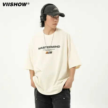 VIISHOW潮牌字母印花短袖T恤男士2024年夏季新款美式街宽松T恤图片