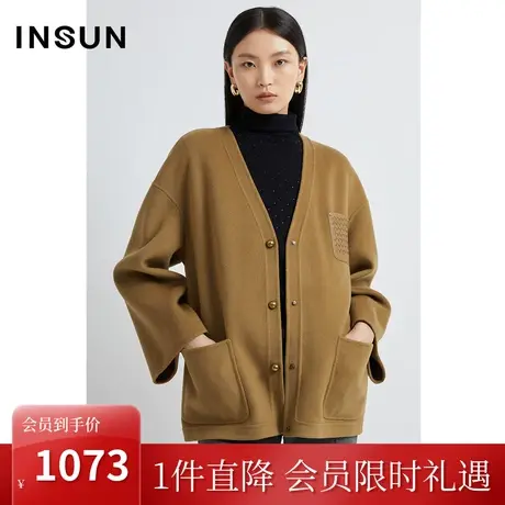 恩裳2022冬季舒适亲肤羊毛宽松时尚款羊绒毛呢外套女图片