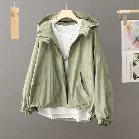 2023春秋季新款女士连帽短外套冲锋衣风衣短款上衣小个子夹克爆款图片