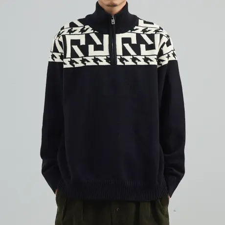 秋季开衫毛衣男宽松潮牌ins韩版线衣简约百搭针织衫加厚外套冬季商品大图