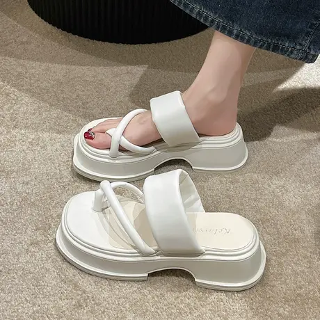 时尚人字夹脚拖鞋女夏外穿2023年夏季新款网红超火厚底凉拖ins潮图片