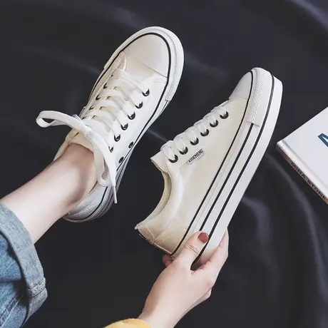 帆布鞋女2023新款夏季透气韩版百搭ulzzang布鞋小白鞋低帮ins板鞋商品大图
