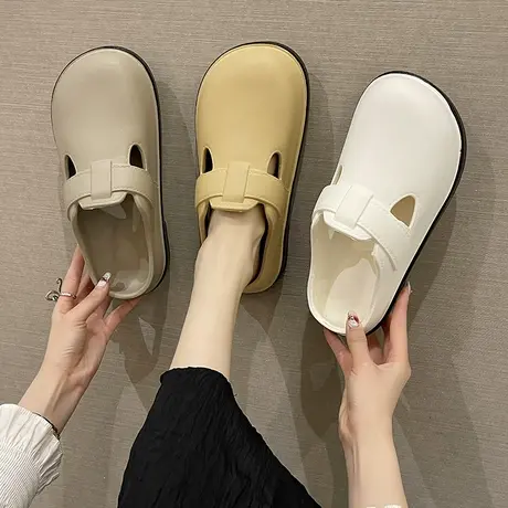 勃肯凉拖鞋女夏外穿2023新款时尚懒人一脚蹬办公室软底包头半拖商品大图
