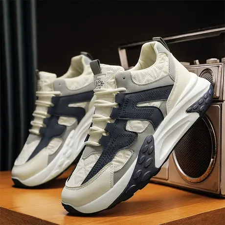 秋季男鞋2023新款韩版潮流帆布休闲运动鞋男增高厚底阿甘老爹潮鞋商品大图