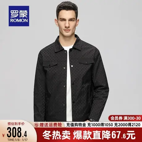【加棉保暖】罗蒙男士商务翻领棉衣2023秋冬新款休闲棋盘格棉服男图片