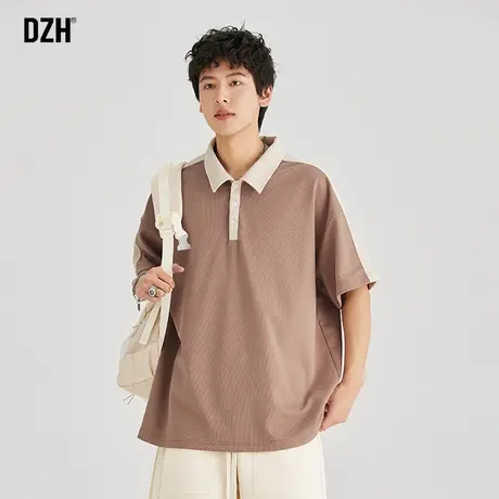 男士重磅polo衫男短袖夏季美式简约风纯色t恤半袖上衣宽松体恤衫商品大图