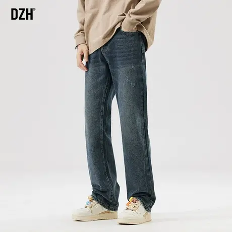 男士蓝色牛仔裤男宽松直筒秋季休闲裤子2023新款老爹裤潮牌牛子裤商品大图