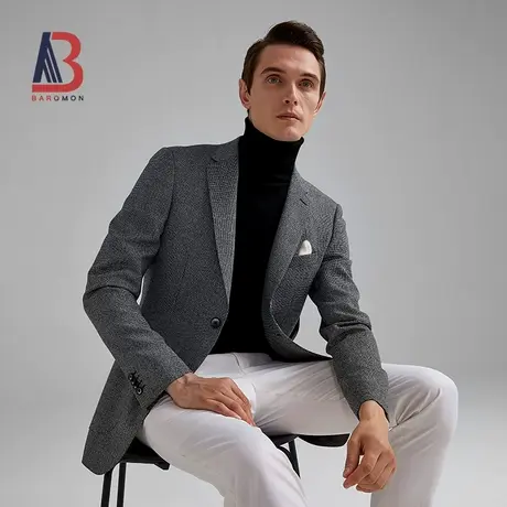 BAROMON/培罗蒙秋季新品单西灰色便西修身西装商务休闲男西服外套图片