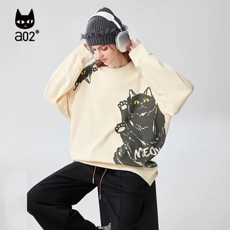 a02Fuzzy style宽松休闲版型百搭经典时尚款圆领卫衣透气水印工艺图片