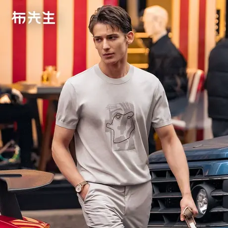 MrBu布先生抽象人物提花凉感短袖2025春夏舒适凉感男装t恤ET16181图片