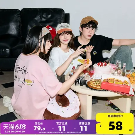 唐狮2025夏季新款情侣T恤汉堡小狗短袖设计感圆领休闲上衣男女潮D商品大图